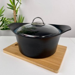 AKDENİZ 24 CM KENDİNDEN KULP CAM KAPAK SİYAH