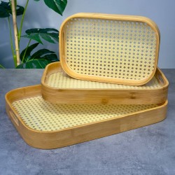 BAMBU HAZERANLI DİKDÖRTGEN TEPSİ L 46*33*5