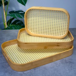 BAMBU HAZERANLI DİKDÖRTGEN TEPSİ M 40*28*5CM