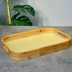 BAMBU HAZERANLI DİKDÖRTGEN TEPSİ M 40*28*5CM