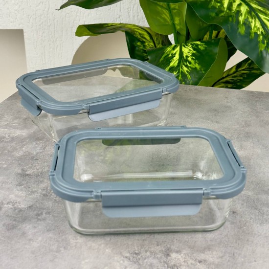 KİLİTLİ CAM KAPAKLI SAKLAMA KABI 1500 ML GRİ