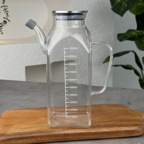 MİEN 1 L METAL KARE CAM YAĞDANLIK GLA-013