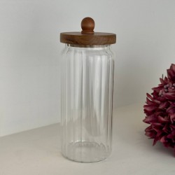 MİEN AKASYA KAPAK BOROSİLİKAT ÇİZGİLİ CAM KAVANOZ