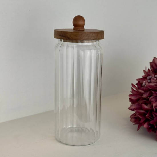 MİEN AKASYA KAPAK BOROSİLİKAT ÇİZGİLİ CAM KAVANOZ