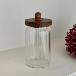 MİEN AKASYA KAPAK BOROSİLİKAT ÇİZGİLİ CAM KAVANOZ