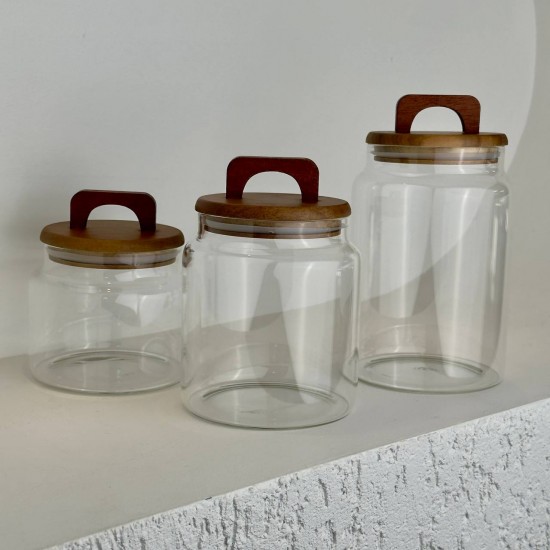 MİEN AKASYA KAPAKLI BOROSİLİKAT CAM KAVANOZ BÜYÜK