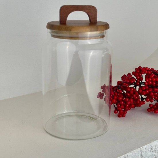 MİEN AKASYA KAPAKLI BOROSİLİKAT CAM KAVANOZ BÜYÜK