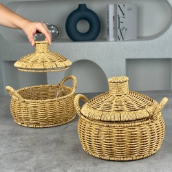 MİEN RATTAN KAPAKLI SEPET H/3 MİEN-975
