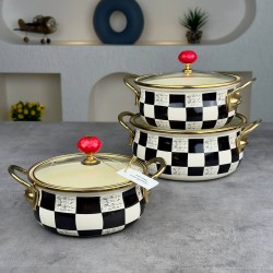 PAÇİ DAMA DESEN 3 LÜ GÜVEÇ TENCERE SETİ 14/16/18CM