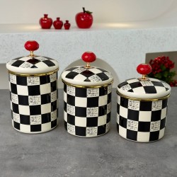 PAÇİ DAMA DESEN EMAYE 3 LÜ KAVANOZ