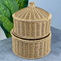 PAÇİ 2 Lİ KAPAKLI HASIR GÖRÜNÜMLÜ SEPET BÜYÜK P/AHS-700704