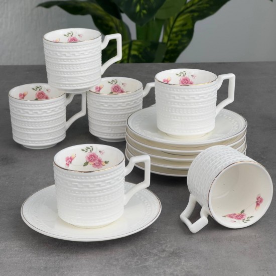 PAÇİ-LUNARIA KABARTMALI 6 LI KAHVE FİNCANI