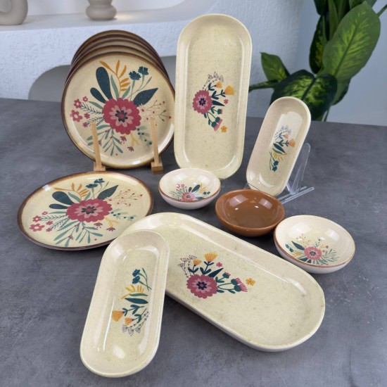 SERAMİK 13 PRÇ PEMBE VINTAGE KAHVALTI TAKIMI