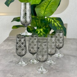 VERRE RONA 170CC PETEK DESEN FÜME RENK AYAKLI KADEH