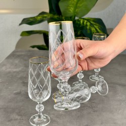 VERRE STERNA 6 LI ÇİZGİLİ ELİF DESEN YALDIZ 180CC